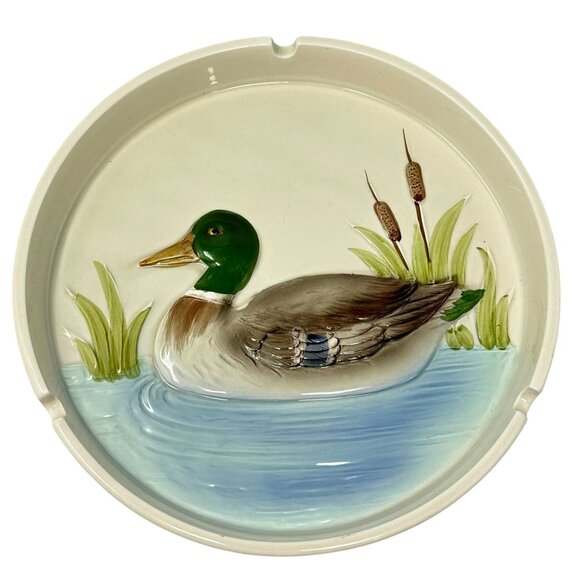 Otagiri Astray Duck Ceramic Mallard Design 7 inch Round 1982 Vintage  3 Slot - Picture 1 of 9